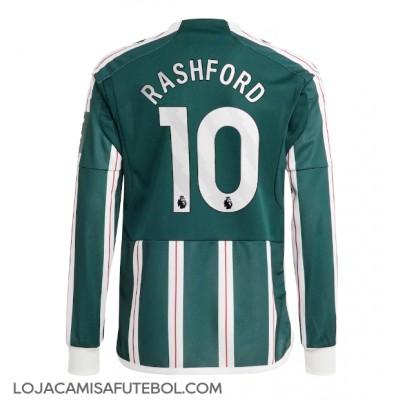 Camisa de Futebol Manchester United Marcus Rashford #10 Equipamento Secundário 2023-24 Manga Comprida